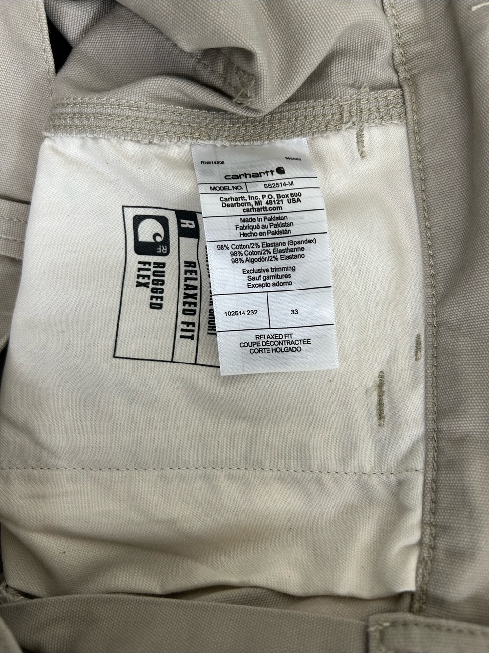 Carhartt Men's Flat Front Shorts - Light Tan - Picture 5 of 6